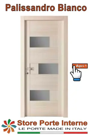 Porta in Massello listellare con Vetro Modello Amelia Palissandro Bianco